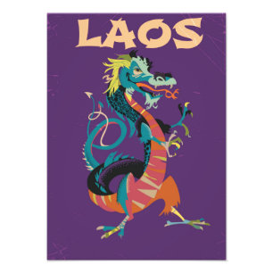 Foto Póster de viaje de estilo vintage del dragón de La