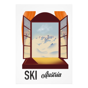 Foto Póster de viaje de ventana de esquí Austria.