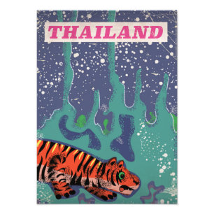 Foto Póster de viaje del tigre de Tailandia retro