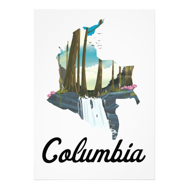 Foto Póster de viaje mapa de Colombia (Frente)