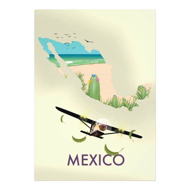 Foto Póster de viaje mapa de México (Frente)