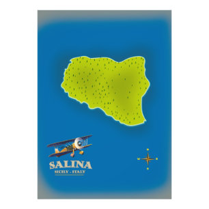 Foto Póster de viaje mapa de Salina, Sicilia mapa