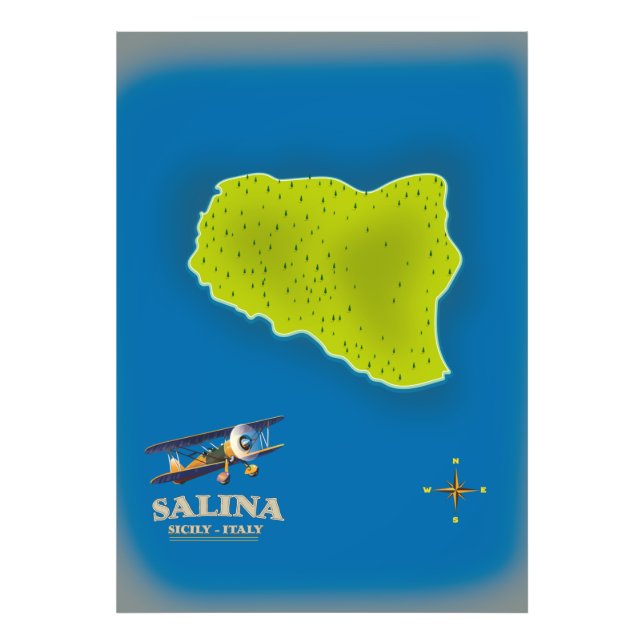 Foto Póster de viaje mapa de Salina, Sicilia mapa (Frente)