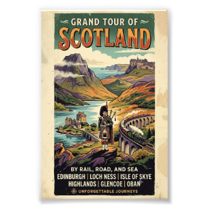 Foto Póster de viaje retro del gran tour de Escocia