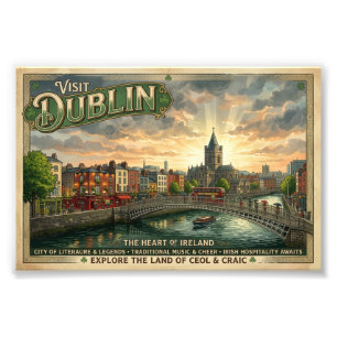 Foto Póster de viaje vintage de Dublín