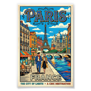 Foto Póster de viaje vintage de París - La Ciudad de la