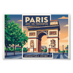 Foto Póster de viaje vintage París Arco de Triunfo