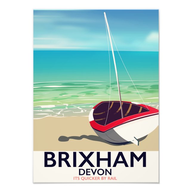 Foto Poster de viajes de la época de la playa de Brixha (Frente)