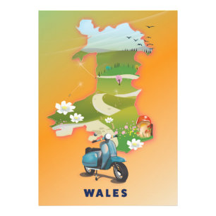 Foto Poster de viajes de vintage de Wales map