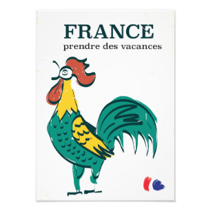 Foto Poster de viajes vintage de cockerel de Francia