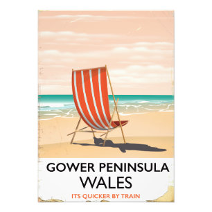 Foto Poster de viajes vintage de Gower Peninsula Wales
