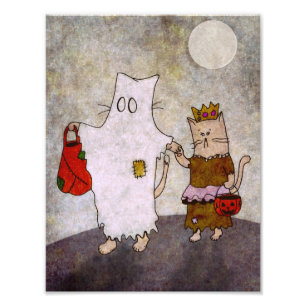 Foto Poster del arte del gato de Halloween