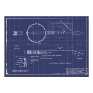 Foto Poster del Banjo Blueprints de época