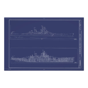 Foto Poster del buque de guerra USS Missouri Blueprints