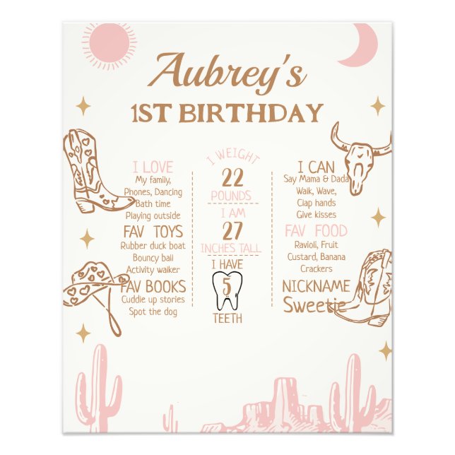 Foto Poster del hito de cumpleaños Boho Floral Safari (Frente)