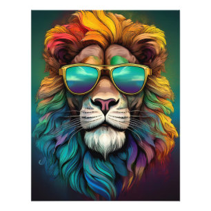 Foto Póster del León Arcoíris 🦁 – Fiero se Encuentra c