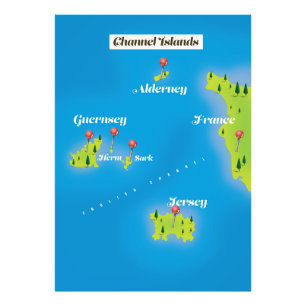 Foto Poster del mapa de islas del canal.