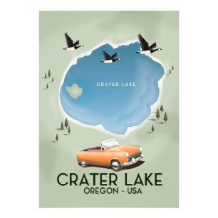 Foto Poster del mapa de viajes del Crater Lake Oregon