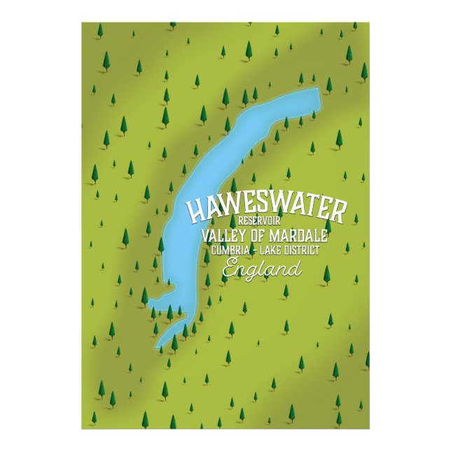 Foto Poster del mapa de viajes del embalse Haweswater R (Frente)
