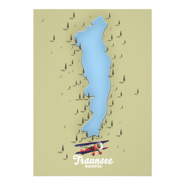 Foto Poster del mapa del lago austríaco de Traunsee (Frente)