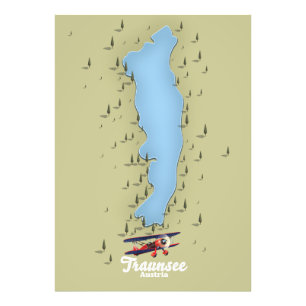 Foto Póster del mapa del lago austríaco Traunsee