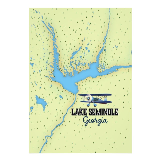 Foto Poster del mapa del lago Seminole Georgia (Frente)