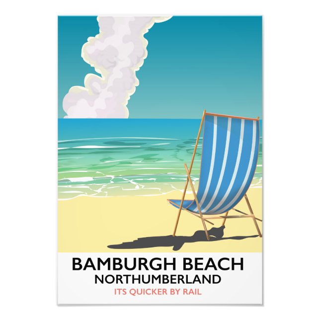 Foto Poster del tren de Bamburgh Beach Northumberland (Frente)