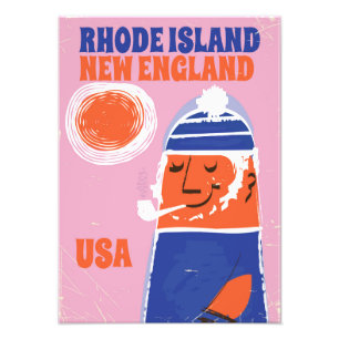 Foto Poster del vintage del pescador de Rhode Island,