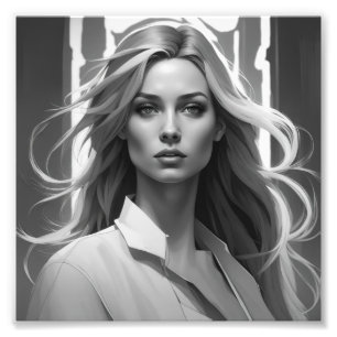 Foto Poster en blanco y negro con retrato femenino