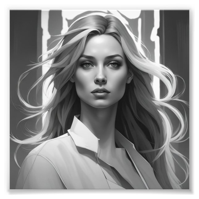 Foto Poster en blanco y negro con retrato femenino (Frente)