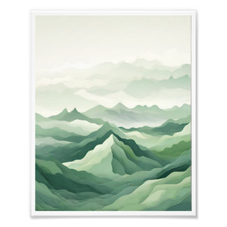 Foto Poster estético de la montaña verde minimalista