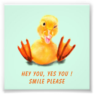 Foto Poster gracioso sonrisa de pato amarillo feliz - t