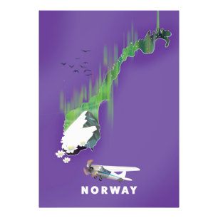 Foto Póster ilustrado del mapa de Noruega.
