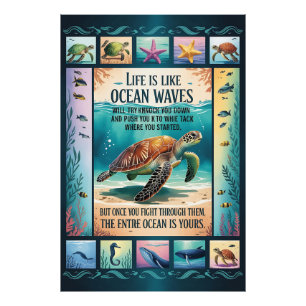 Foto Póster Inspirador de Tortuga Marina del Océano “La