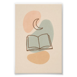 Foto Poster Minimalista de la Luna y el Libro