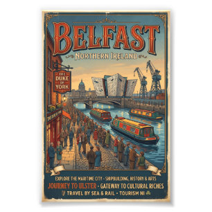 Foto Póster Retro de Viaje Belfast Irlanda del Norte
