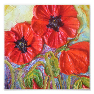 Foto Poster rojo del Bello Artes de las amapolas II de