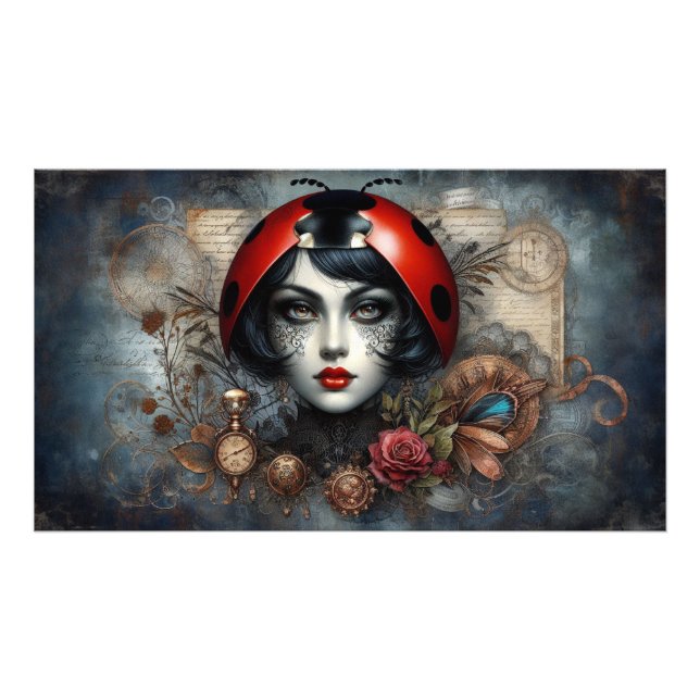 Foto Poster Steampunk Gothic LadyBug Wall Art (Frente)