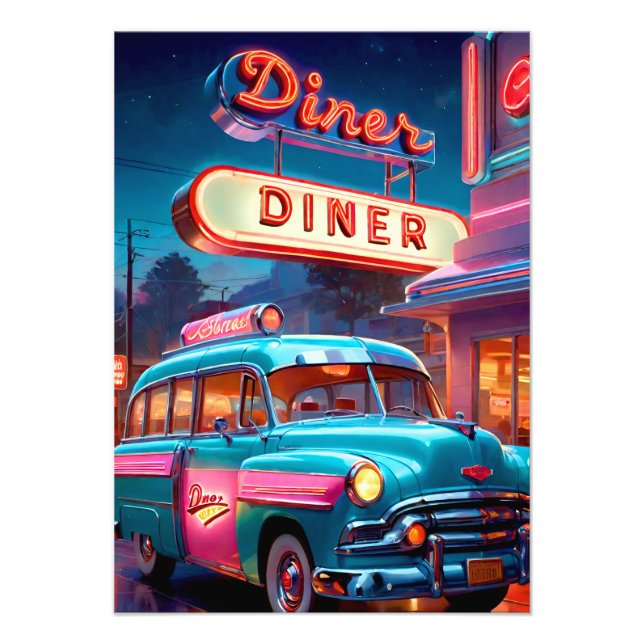 Foto Poster Vintage Diner Lights (Frente)