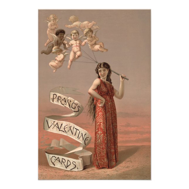 Foto Prang's Valentine Cards AD, Woman & Cherubs (Frente)