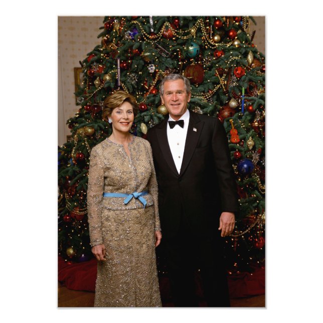 Foto Presidente George Bush, Laura Navidades Casa Blanc (Frente)