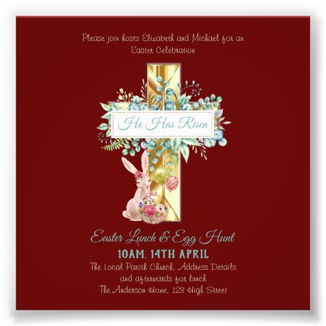 Foto Presupuesto de invitaciones religiosas de Pascua (Frente)