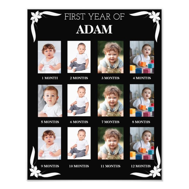 Foto Primer año de Rótulo de fotografía para bebés (Frente)