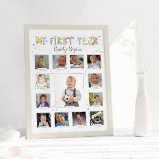 Foto Primer año del bebé, Collage de Keepsake neutral d