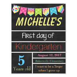 Foto Primer día de Rótulo escolar, Rótulo Chalkboard, c