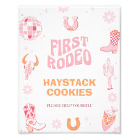 Primer Rodeo Rosa Retro Primer Rótulo Fiesta de cu