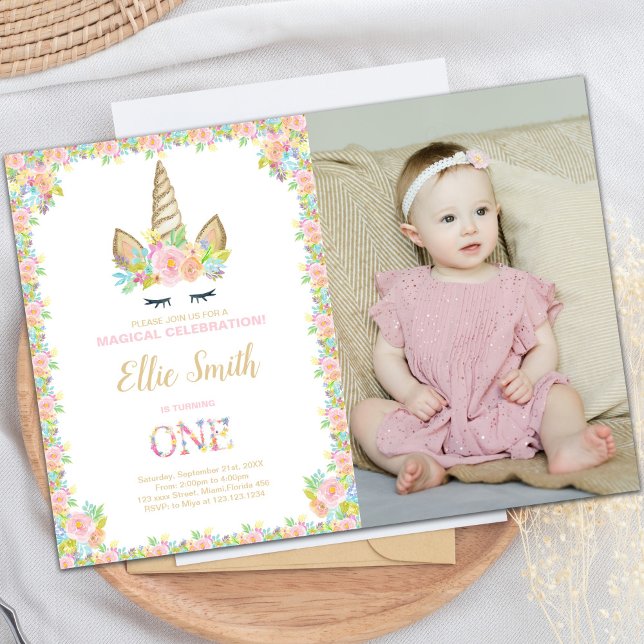 Foto: Primeras invitaciones de cumpleaños de Unico (Photo First Unicorn Birthday Invitations)