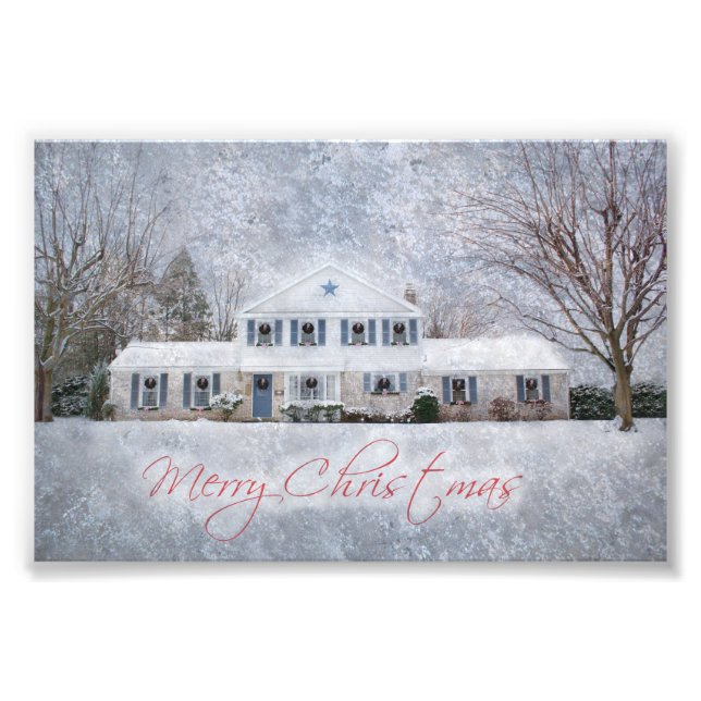 Foto Primitive Winter Snow Country Rustic Open House (Frente)