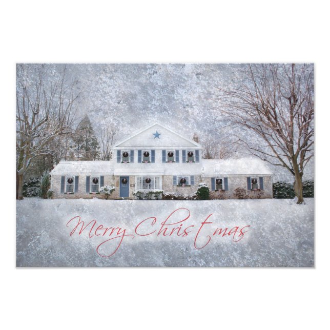 Foto Primitive Winter Snow Country Rustic Open House (Frente)