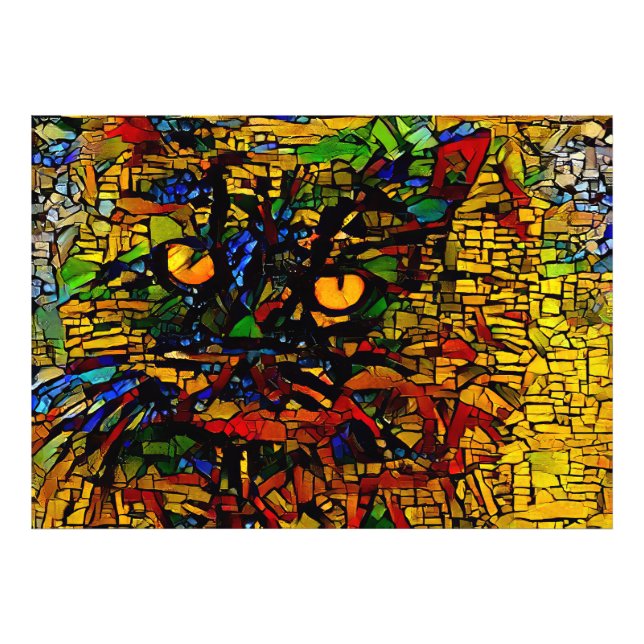 Foto Prin de arte de gato colorido (Frente)